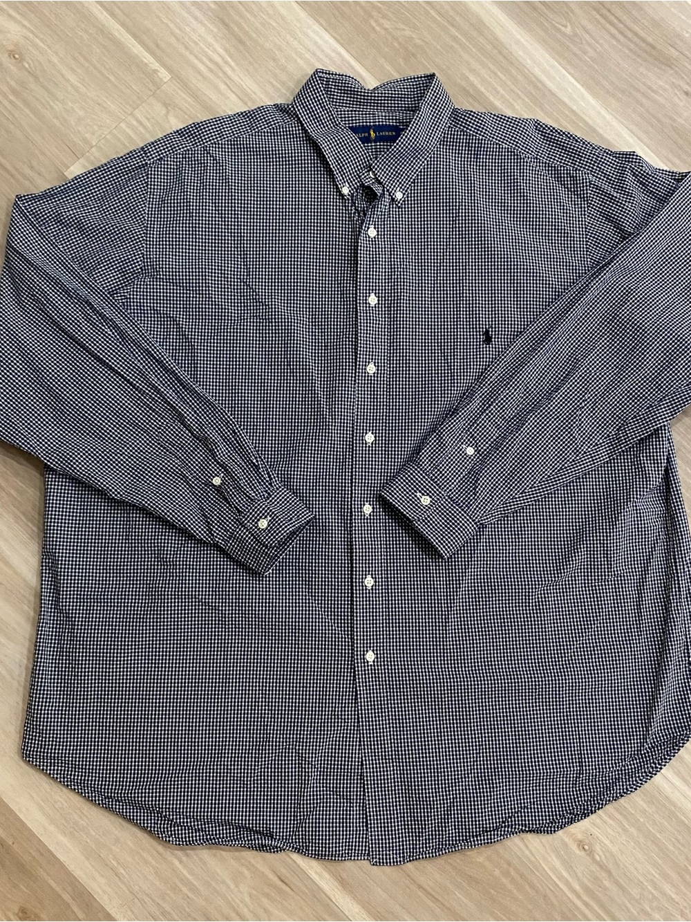 Ralph Lauren Shirt Mens 3XLT Classic Fit Navy Blue Gingham Button Down